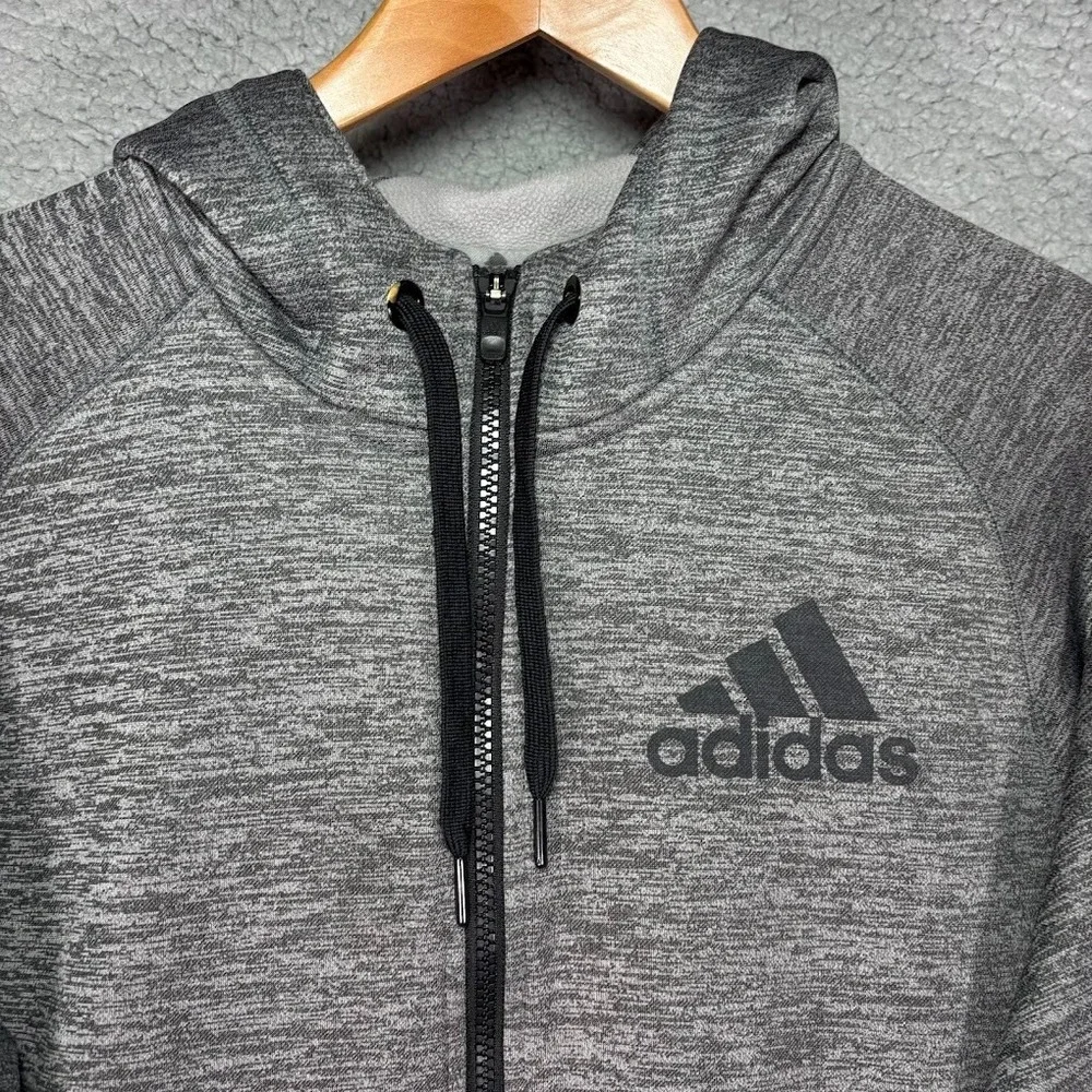 Adidas Mens Climawarm Team Issue Hoodie Full-Zip Size M Heather Gray Fleece TI